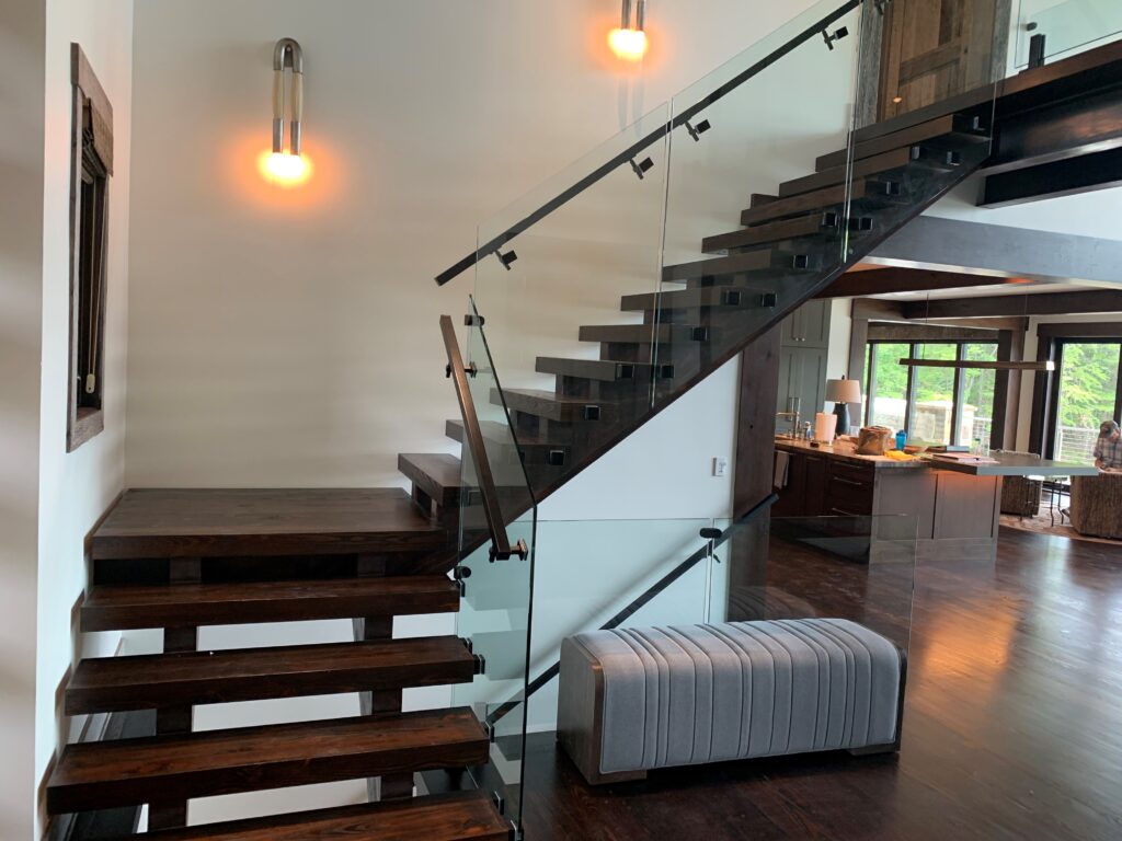 custom stair design with glass staircase railings architectural style