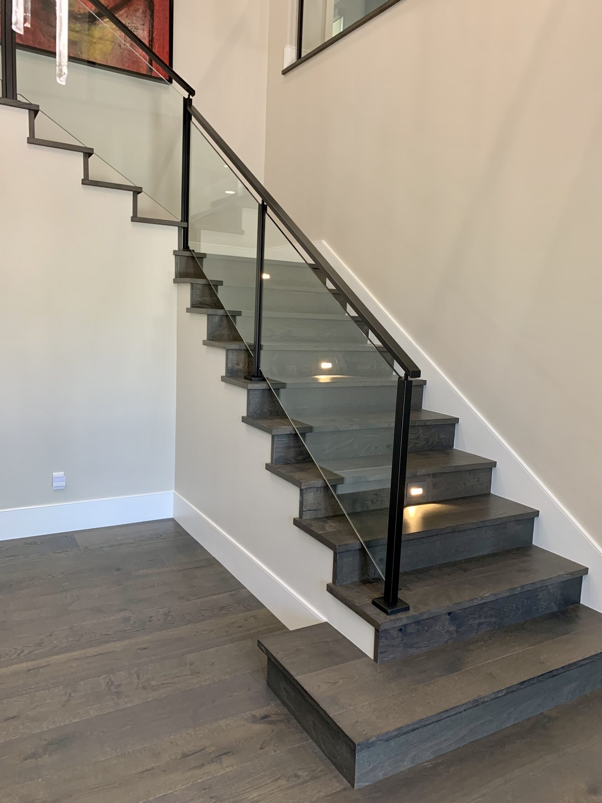 Glendale location page 3 steel and glass staircase railing with traditional straight staircase: fusing contemporary and classic stairs design